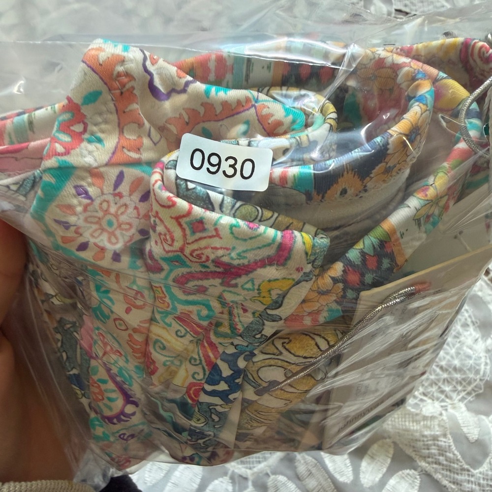 Johnny Was Pearce Bandeau Bikini Set High Waist Floral Patchwork Multi XL NEW - Picture 7 of 7